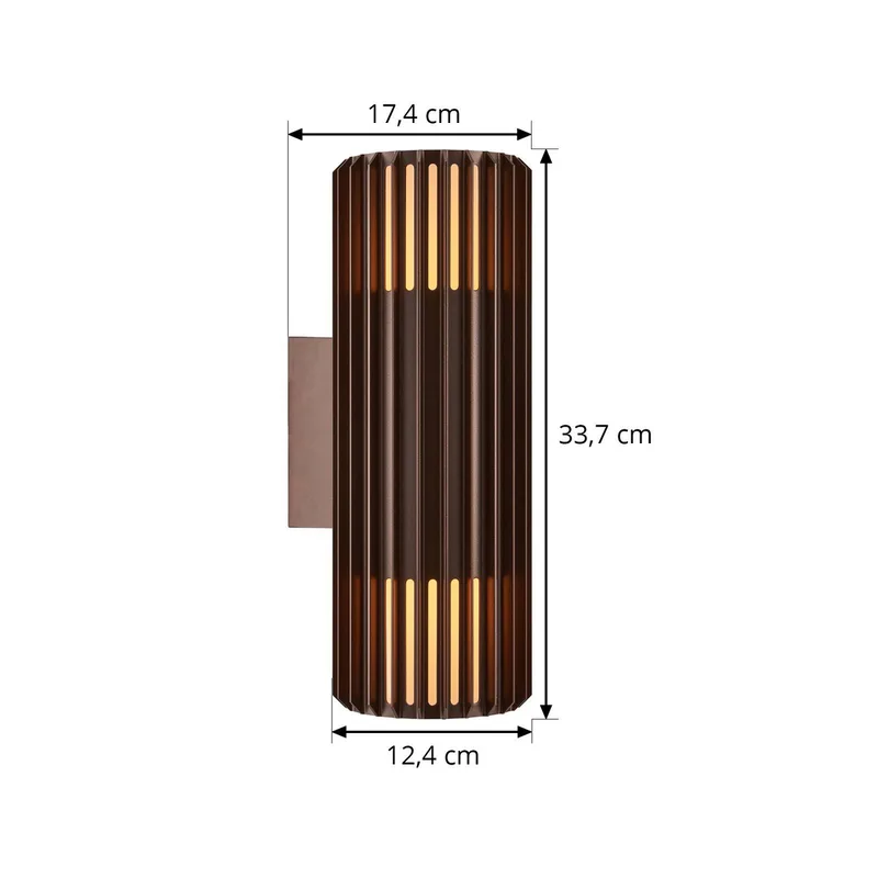 Udendørs væglampe Aludra Double Seaside Aluminium brun 2 lyskilder. fra Nordlux i Brun – produktbillede 3 af 3