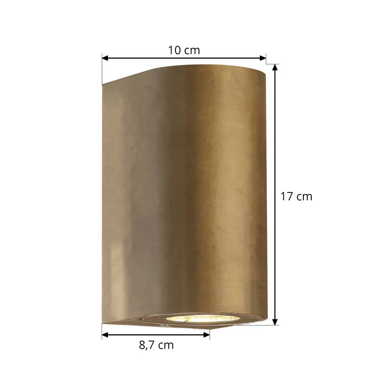 Utomhus vägglampa Canto Maxi 2, mässingsfärgad, GU10, 17 cm, IP44 från Nordlux i Mässing – produktbild 3 av 4