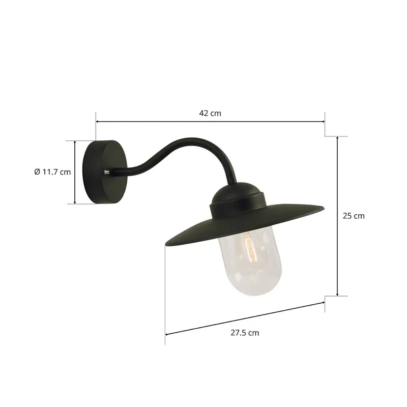 Luxembourg 22671003 Applique extérieure E27 noir de Nordlux en Noir, Transparent – photo produit 5 sur 5