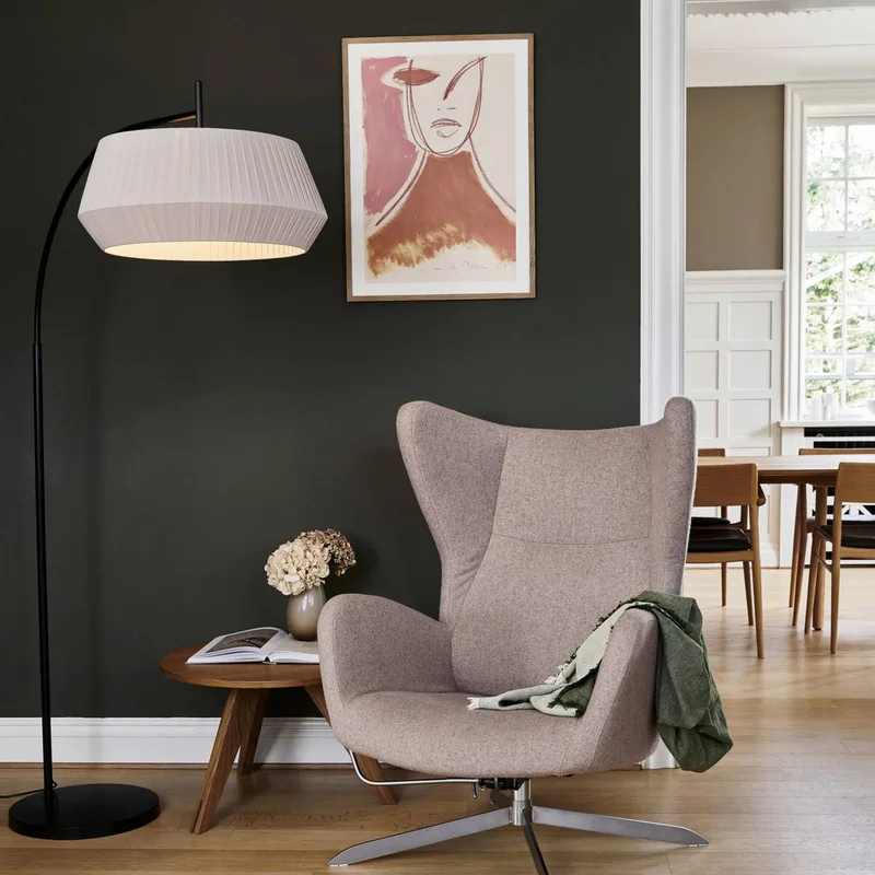 Dicte gulvlampe, tekstil, E27, beige fra Nordlux i Beige – produktbillede 2 af 3