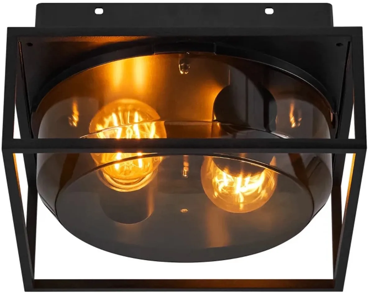 Doos 3x Nordlux Griffin LED Plafondlamp | 2x E27 Max 15W | ip44 | Dimbaar von Nordlux in Schwarz – Produktfoto