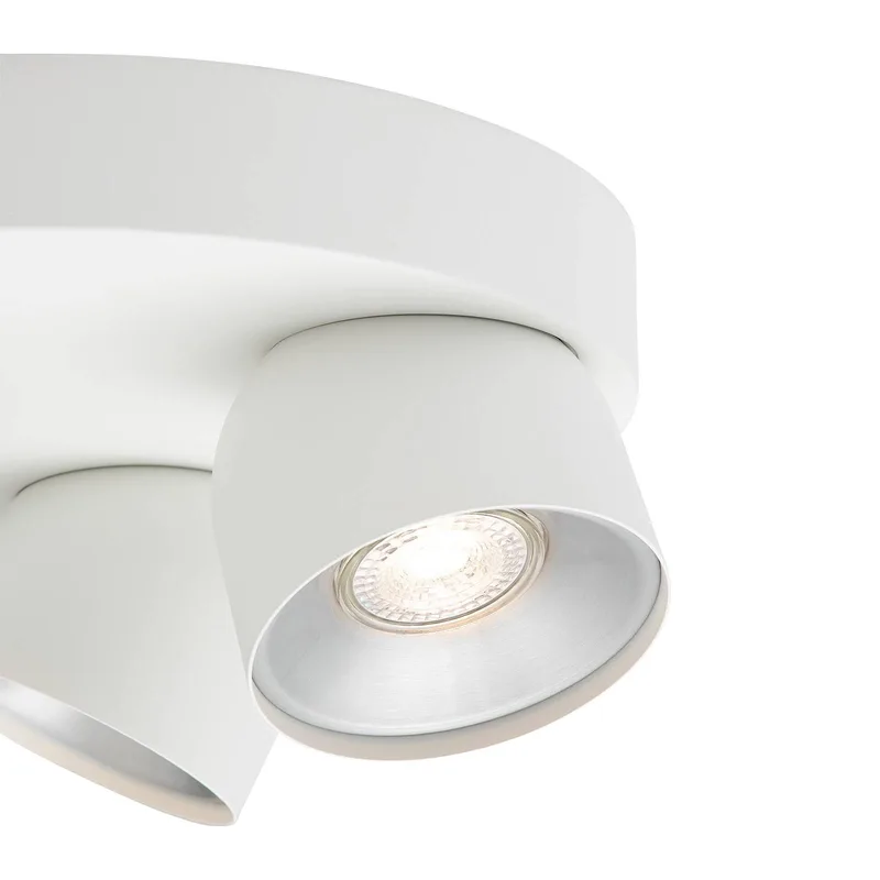 Downlight Pitcher, wit/zilver, 3-lamps, rond, metaal fra Nordlux i Hvid, Sølv – produktbillede 2 af 3