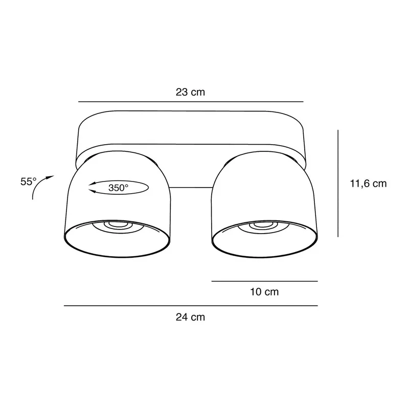 Downlight Pitcher, sort og messing, 2 lamper, metal, GU10 fra Nordlux i Sort, Messing – produktbillede 3 af 3