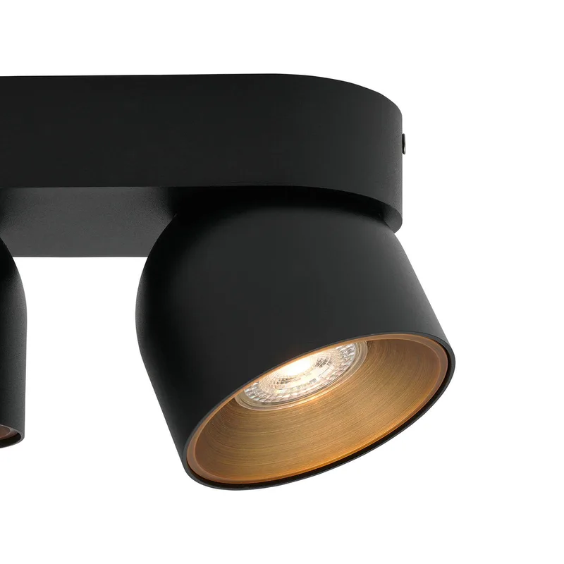 Downlight Pitcher, sort og messing, 2 lamper, metal, GU10 fra Nordlux i Sort, Messing – produktbillede 2 af 3