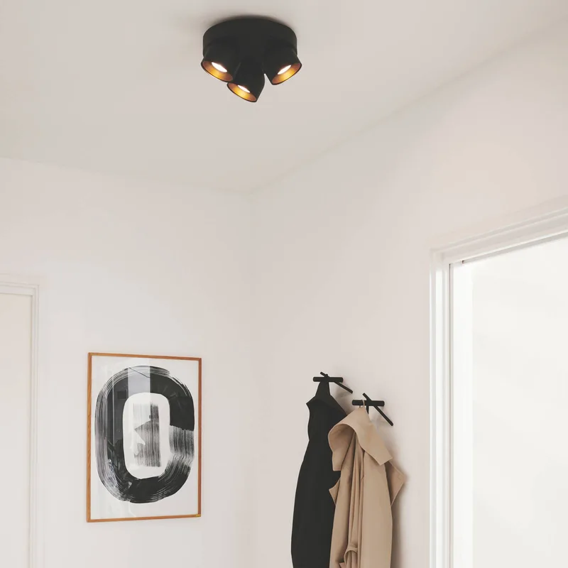 Downlight Pitcher, svart och mässing, 3 lampor, rund, metall från Nordlux i Svart, Mässing – produktbild 1 av 3