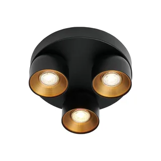Downlight Pitcher, svart och mässing, 3 lampor, rund, metall från Nordlux i Svart, Mässing – produktbild 3 av 3