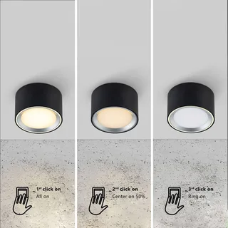 Fallon Surface-downlight-3 step Moodmaker™ dimming-zwart/staal fra Nordlux i Sort, Staal – produktbillede 4 af 4