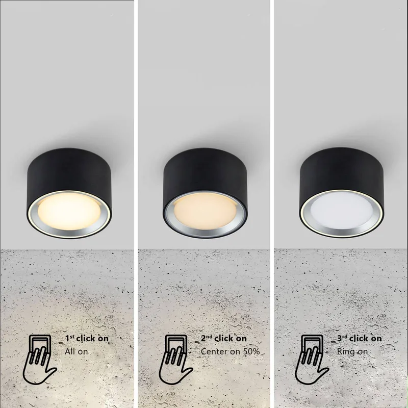 Fallon Surface-downlight-3 step Moodmaker™ dimming-zwart/staal fra Nordlux i Sort, Staal – produktbillede 4 af 4