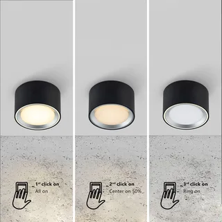 Fallon Surface-downlight-3 step Moodmaker™ dimming-zwart/staal fra Nordlux i Sort, Staal – produktbillede 1 af 4