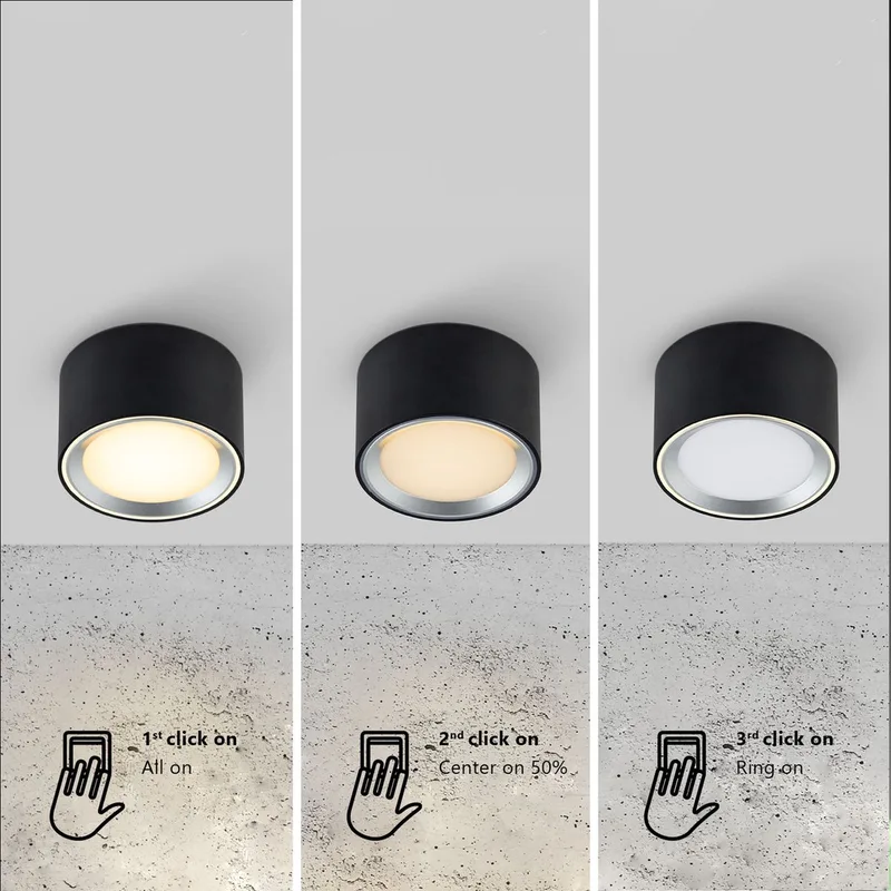Fallon Surface-downlight-3 step Moodmaker™ dimming-zwart/staal fra Nordlux i Sort, Staal – produktbillede 1 af 4