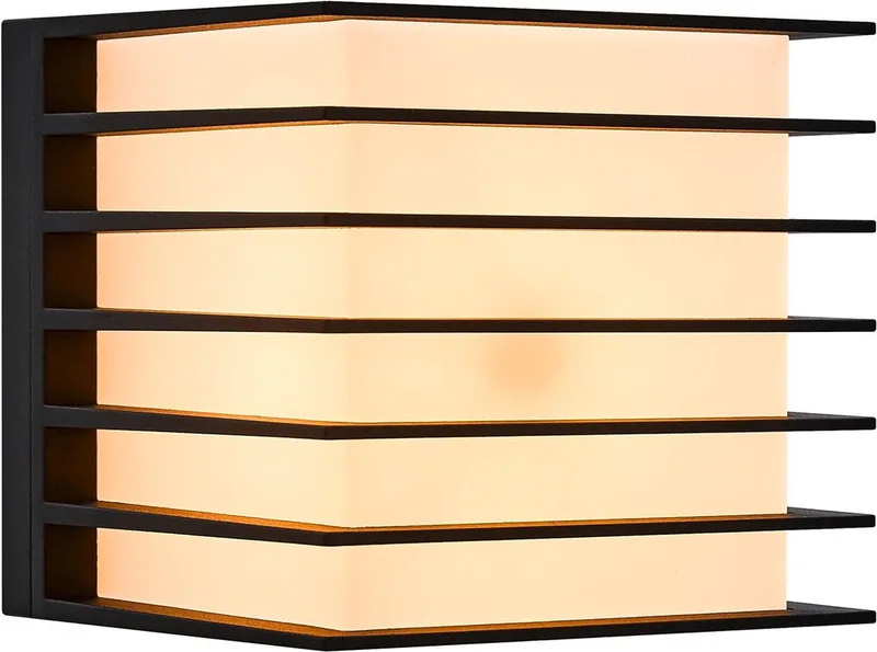 Utomhusvägglampa Fluktus 13 med lameller, B 13 cm från Nordlux i Svart – produktbild
