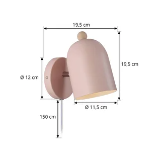 Gaston vägglampa, E27, pastellrosa från Nordlux i Pastel Roze – produktbild 3 av 3