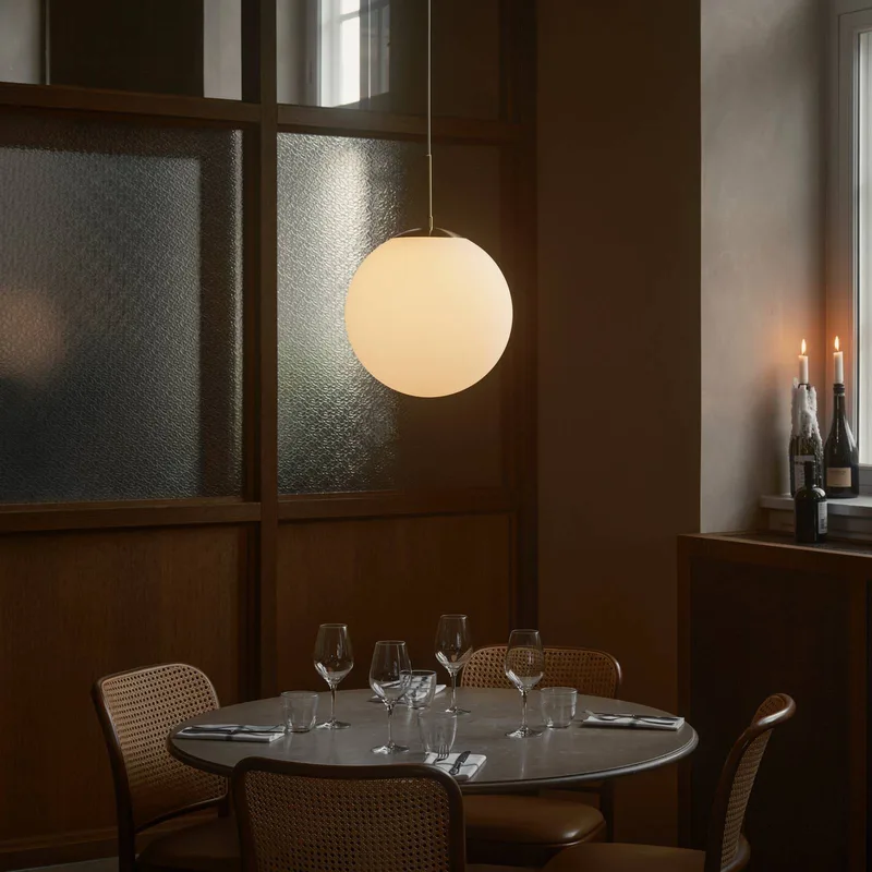 Grant pendellampa i mässing med glaskula Ø 25cm från Nordlux i Vit, Mässing – produktbild 2 av 4