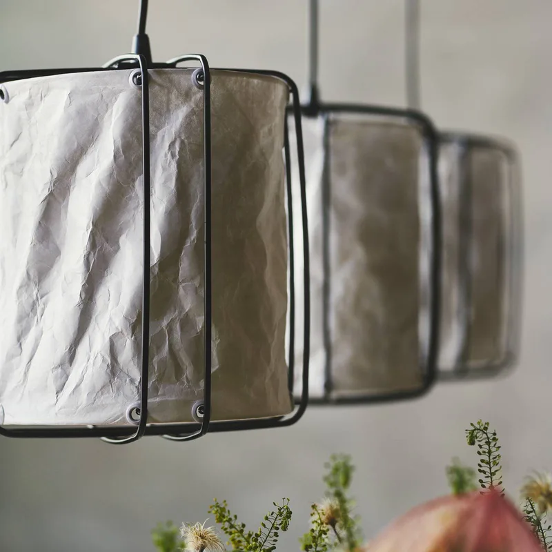 Hanglamp Cardine, 3-lamps, papier, metaal fra Nordlux i Hvid, Sort – produktbillede 3 af 4