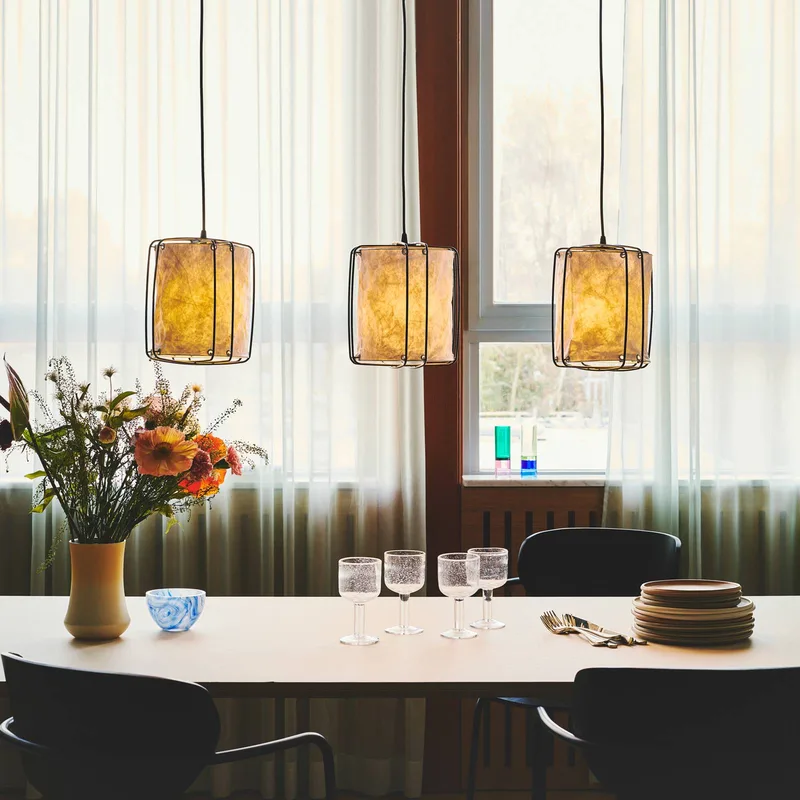 Hanglamp Cardine, 3-lamps, papier, metaal fra Nordlux i Hvid, Sort – produktbillede 1 af 4