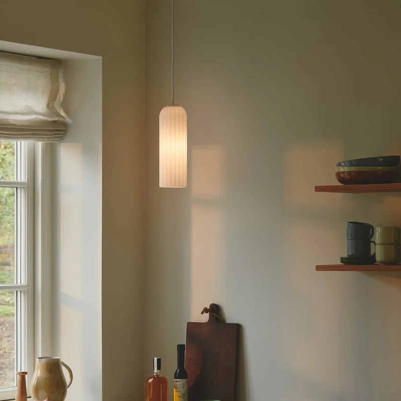 Pendel Miella, riflet glas, satineret og hvid fra Nordlux i Wit gesatineerd, Hvid – produktbillede 2 af 5