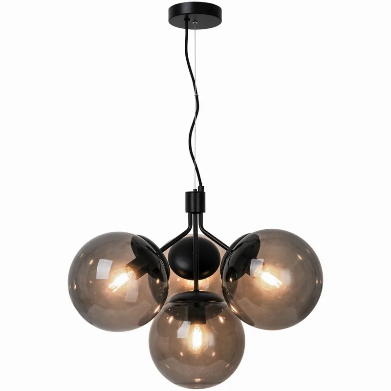 Ivona-hanglamp-4xE27-smoke glas/zwart fra Nordlux i Sort – produktbillede