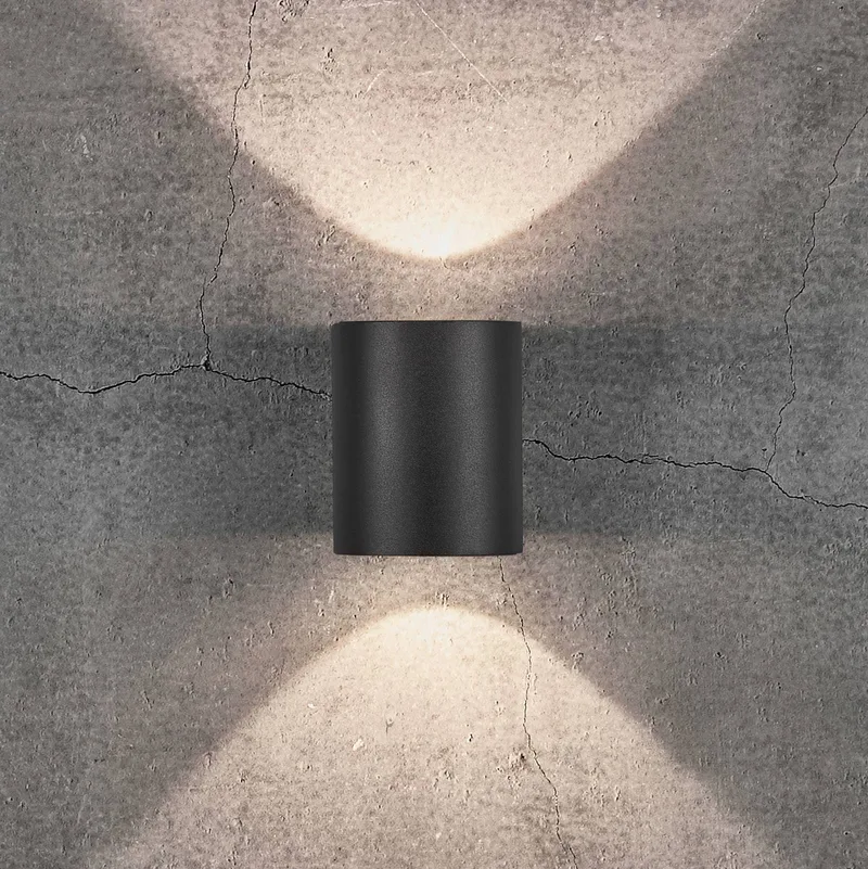 LED buiten wandlamp Canto 2, zwart, 10 cm, up/down, IP44 fra Nordlux i Sort, Gestructureerd – produktbillede 1 af 5