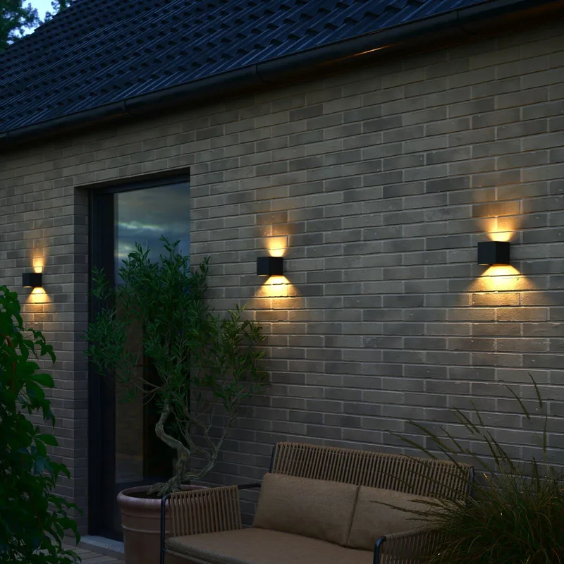 LED buiten wandlamp Milda kubi, up/down, aluminium från Nordlux i Svart – produktbild 3 av 3
