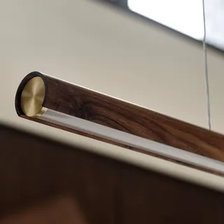 LED hanglamp Akeno, hout, metaal, dimbaar, 3.000 K från Nordlux i Donkerbruin – produktbild 4 av 5