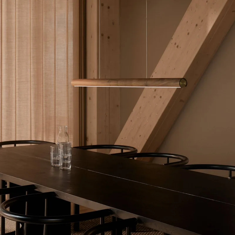 LED hanglamp Akeno, hout, metaal, dimbaar, 3.000 K från Nordlux i Donkerbruin – produktbild 2 av 5
