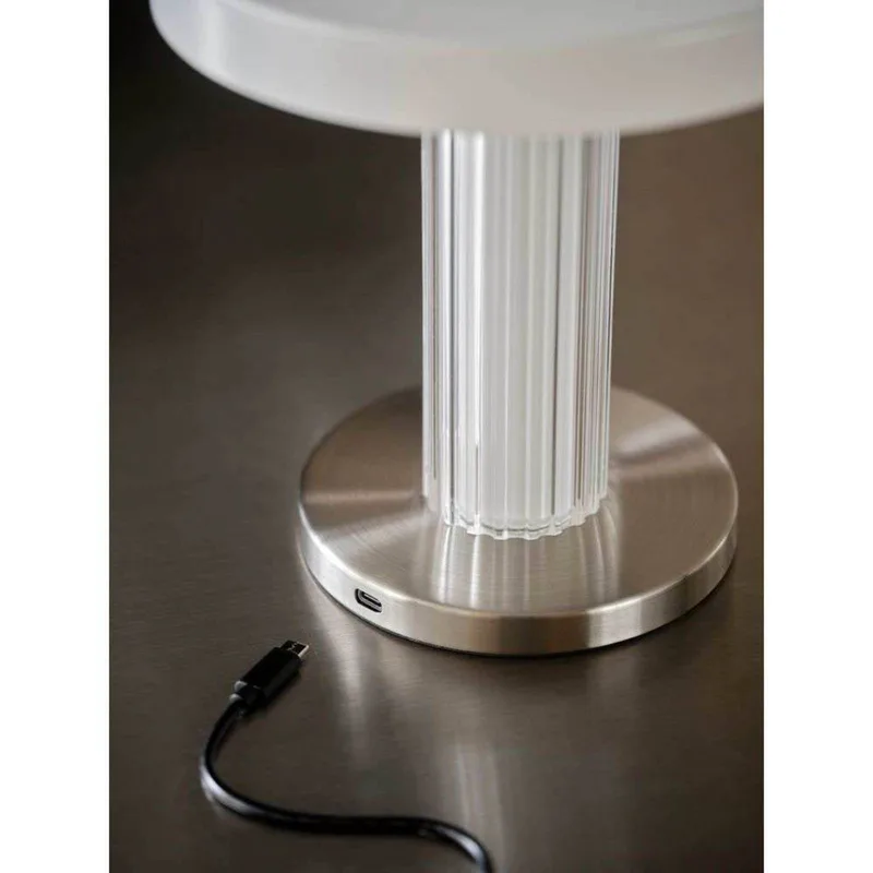 LED tafellamp Trezzi, wit, hoogte 22 cm, metaal/glas fra Nordlux i Hvid, Gennemsigtig – produktbillede 3 af 5