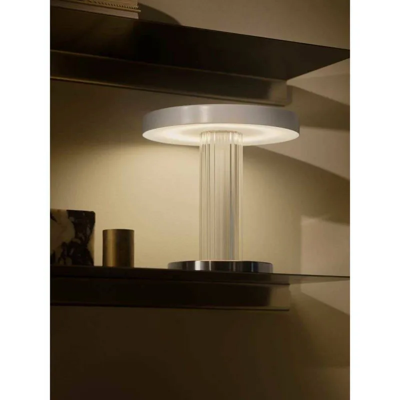LED tafellamp Trezzi, wit, hoogte 22 cm, metaal/glas fra Nordlux i Hvid, Gennemsigtig – produktbillede 4 af 5