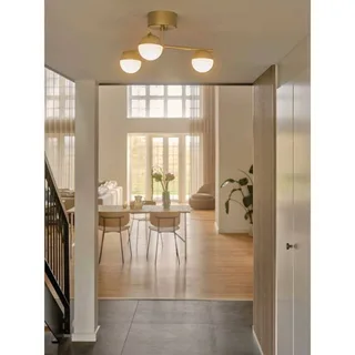 Plafondlamp Contina, messingkleurig, Ø 48 cm, metaal/glas fra Nordlux i Geborsteld messing, Opaal – produktbillede 3 af 3