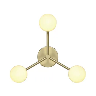 Plafondlamp Contina, messingkleurig, Ø 48 cm, metaal/glas fra Nordlux i Geborsteld messing, Opaal – produktbillede 1 af 3