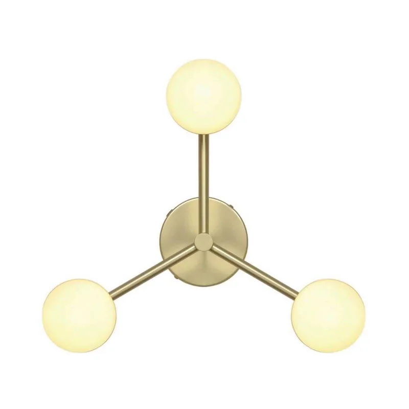 Plafondlamp Contina, messingkleurig, Ø 48 cm, metaal/glas fra Nordlux i Geborsteld messing, Opaal – produktbillede 1 af 3