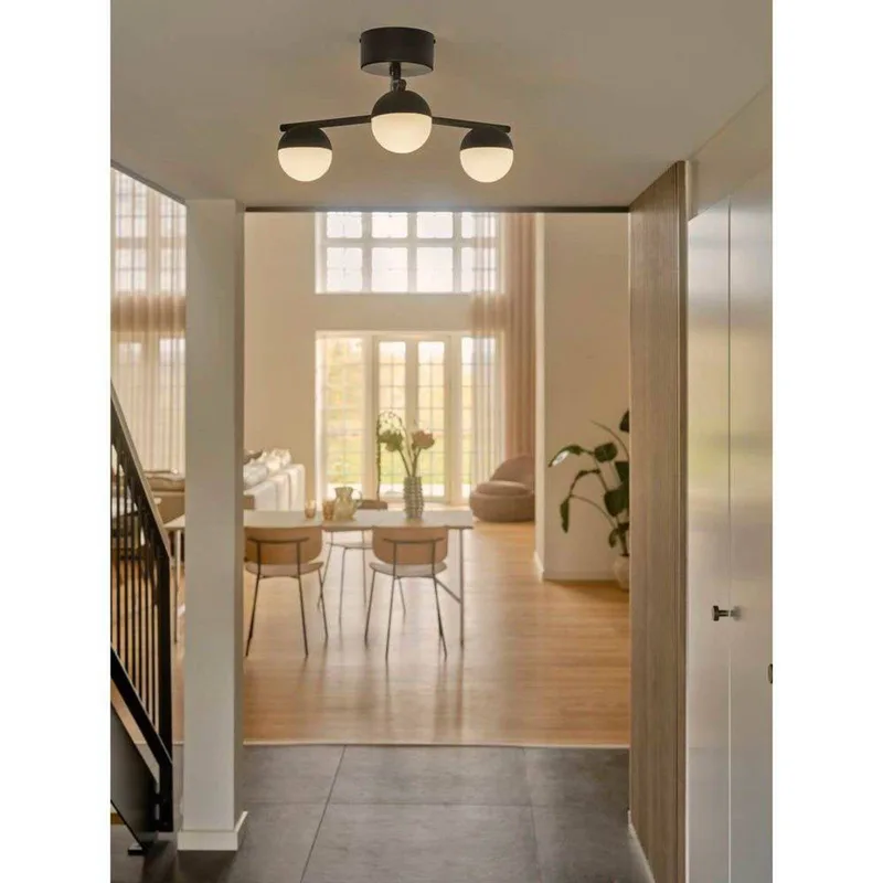 Plafondlamp Contina, zwart, Ø 48 cm, metaal/gas fra Nordlux i Sort, Opaal – produktbillede 3 af 3