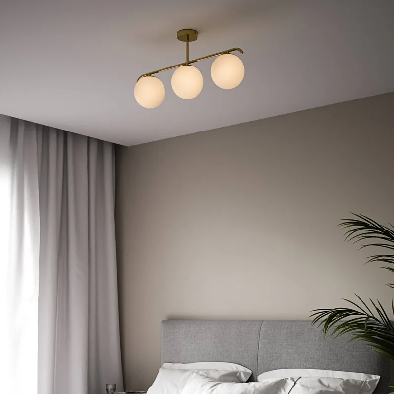 Plafondlamp Grant, 3-lamps, messing van Nordlux in Messing, Wit – productfoto