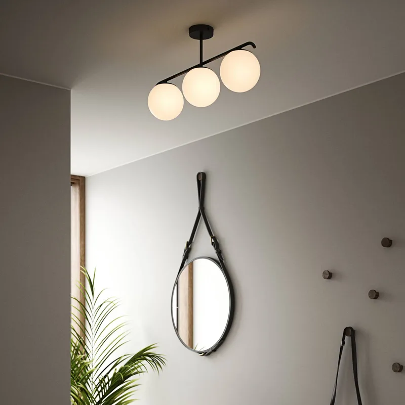Plafondlamp Grant 3-lamps, zwart fra Nordlux i Sort, Hvid – produktbillede