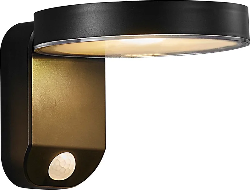 LED-solcellelampe til vægmontering Rica Round, rund fra Nordlux i Sort – produktbillede 1 af 4