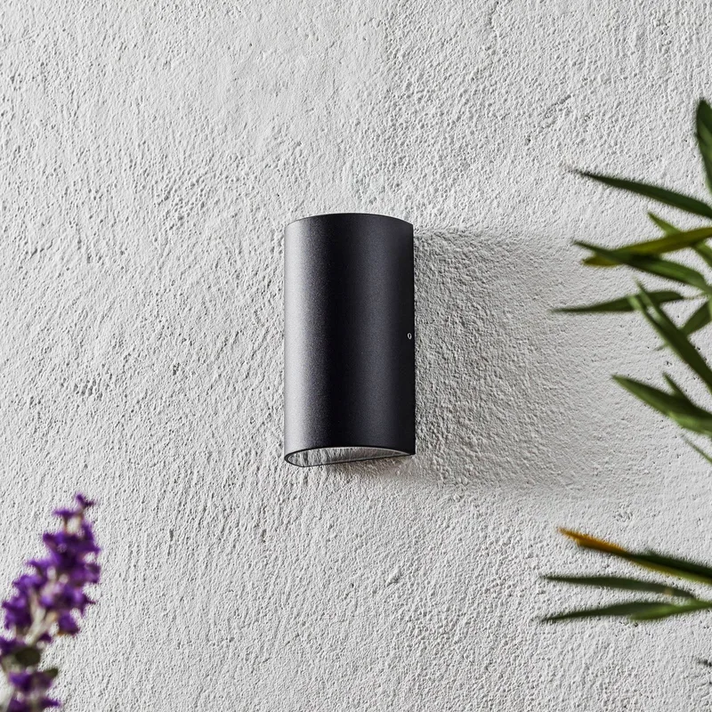 Rold udendørs LED-væglampe, rund fra Nordlux i Sort – produktbillede 2 af 5