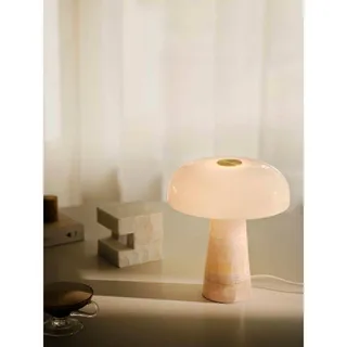 Tafellamp Glossy, roze/wit, hoogte 24 cm, marmer/glas de Nordlux en Rose, Blanc – photo produit 4 sur 5