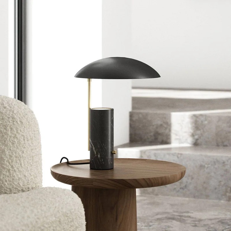 Tafellamp Mademoiselles, marmer-lamphouder, zwart de Nordlux en Noir, Laiton – photo produit 1 sur 2