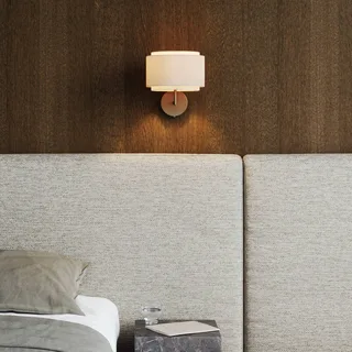 Takai-wandlamp met een textielkap met twee lagen de Nordlux en Beige, Gebronsd messing – photo produit 2 sur 5