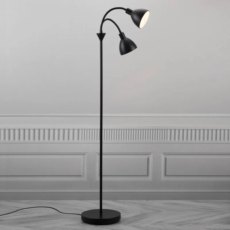 Gulvlampe Ray af sort metal med 2 lyskilder fra Nordlux i Sort – produktbillede 2 af 2