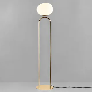 Shapes gulvlampe med glasskærm, hvid/messing fra Nordlux i Hvid, Messing, Sort – produktbillede 2 af 2
