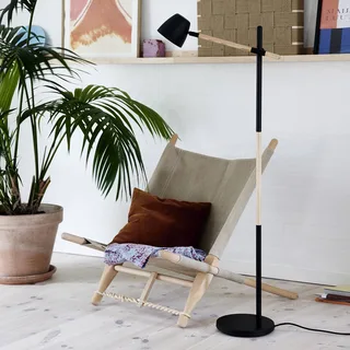 Vloerlamp Theo, van essenhout de Nordlux en Noir, Licht hout – photo produit 1 sur 2