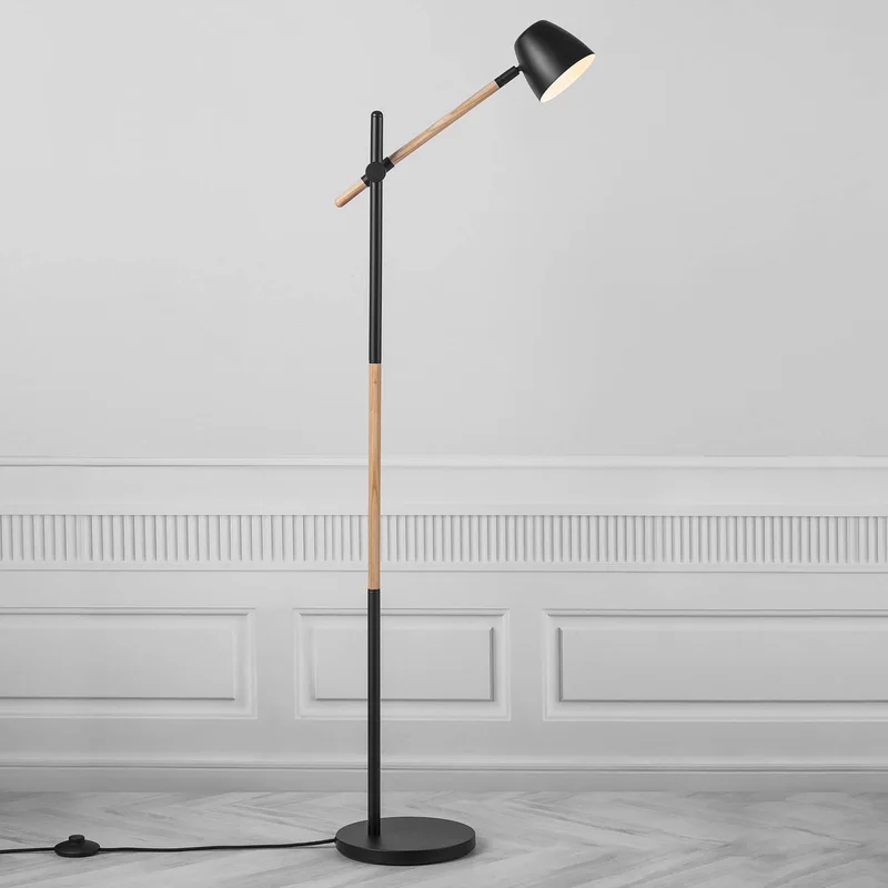 Vloerlamp Theo, van essenhout de Nordlux en Noir, Licht hout – photo produit 2 sur 2