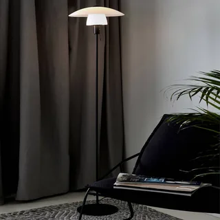 Vloerlamp Verona, frame zwart, kap opaal van Nordlux in Zwart, Opaal wit – productfoto 1 van 4