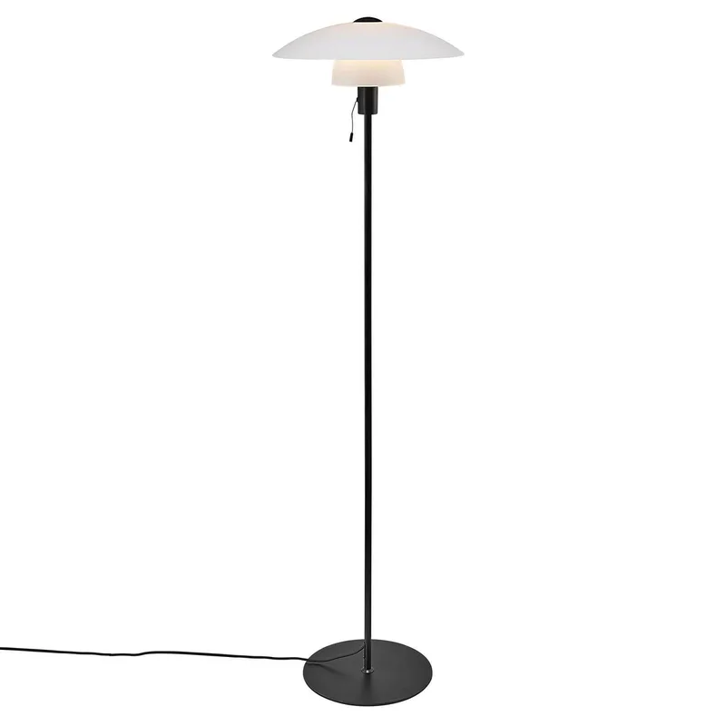 Vloerlamp Verona, frame zwart, kap opaal van Nordlux in Zwart, Opaal wit – productfoto 2 van 4