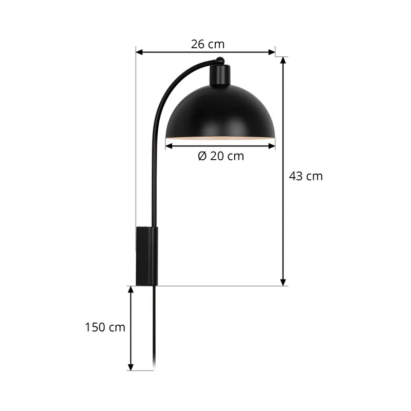 Stor vägglampa Ellen med plugg från Nordlux i Svart – produktbild 2 av 2