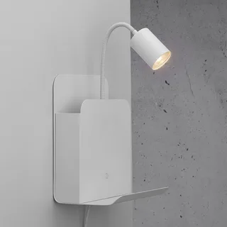 Wandleuchte Roomi mit Ablage und USB von Nordlux in Weiß – Produktfoto 3 von 4