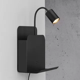Vägglampa Roomi med hylla och USB från Nordlux i Svart – produktbild 3 av 4