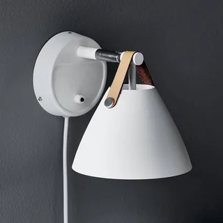 Wandlamp Strap met leren riem, wit by Nordlux in White, Brown – product photo 2 of 4