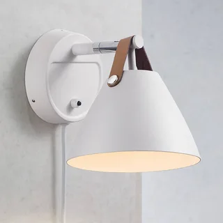 Wandlamp Strap met leren riem, wit by Nordlux in White, Brown – product photo 1 of 4