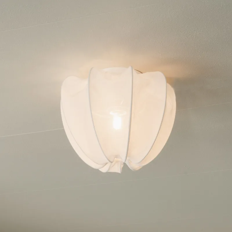 Anna plafondlamp, wit, linnen, Ø 30 cm von Watt & Veke – Produktfoto